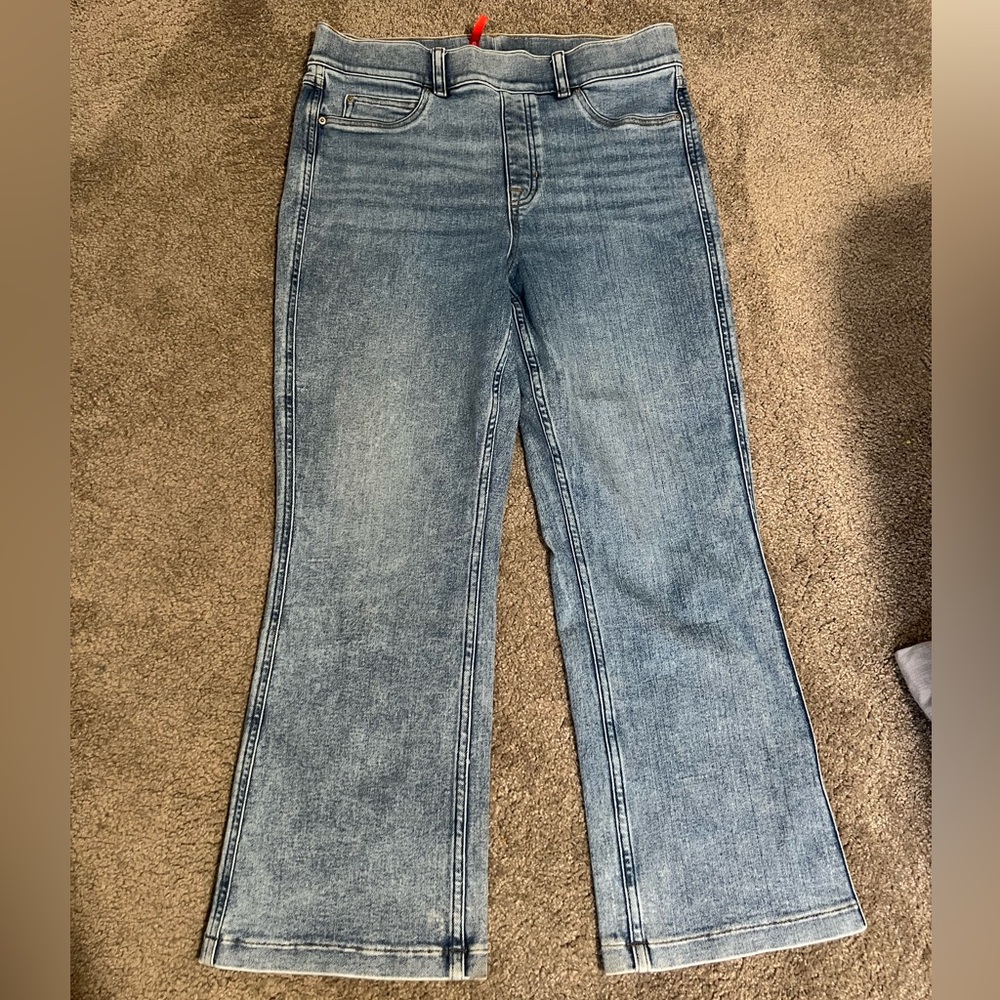 SPANX kick flare jeans in indigo sky color- Size Large